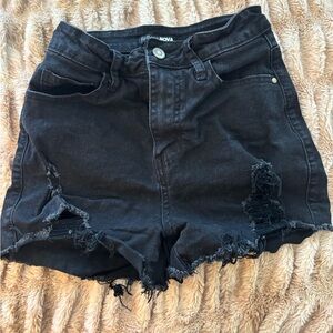 Fashion Nova Black Distressed Jean Shorts